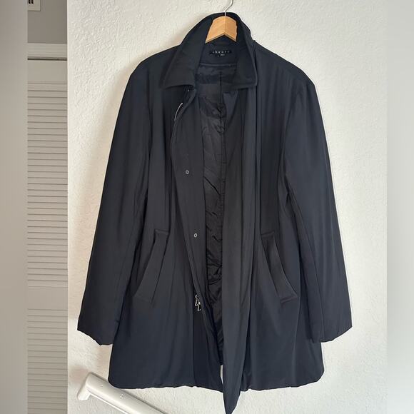 Theory Black Nylon Puffer Coat Men’s XL Snap Front Gorpcore Heavy Warm Stretch - Picture 1 of 10